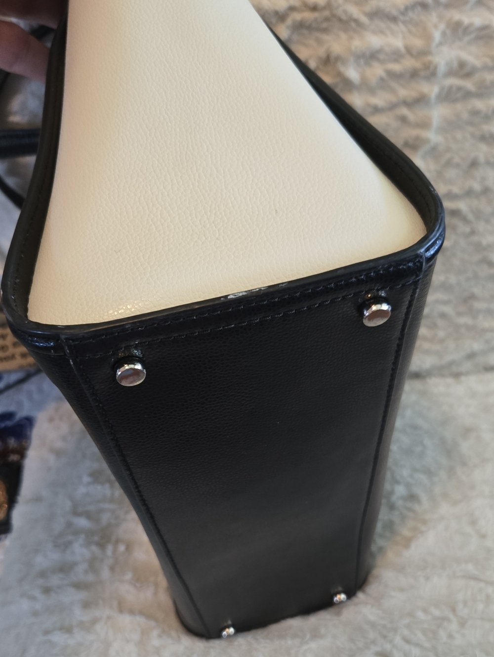 kate spade Black and White Leather Tote with Charm - Picture 6 of 10